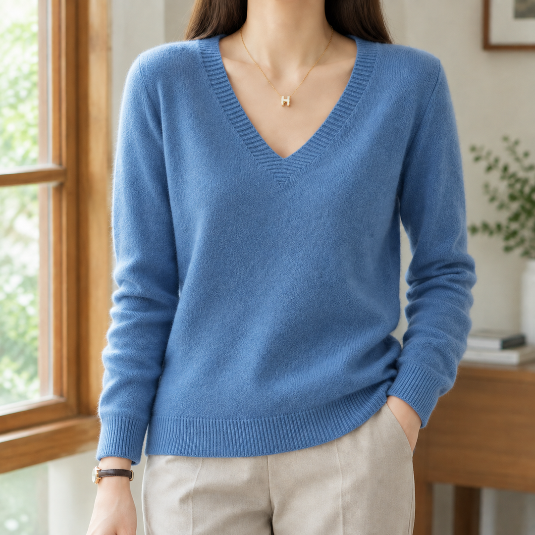 Women's Evadne V Neck Sweater in Orange | Invictora.com