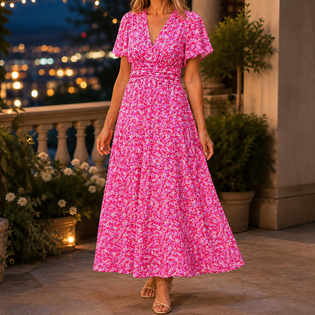 Women's Xenia-Mae Floral Maxi Dress in Orange | Invictora.com