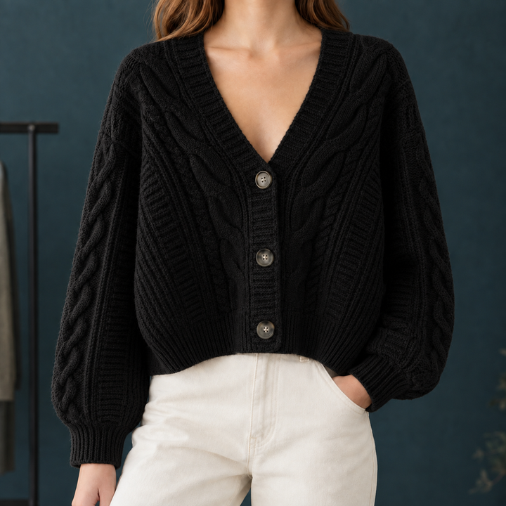 Women's Pippa-Hope Cable Cardigan in Taupe | Invictora.com