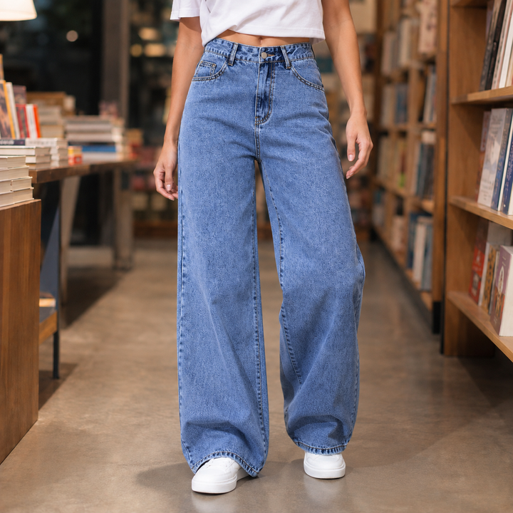 Women's Charlize Wide Leg Jeans in Black | Invictora.com