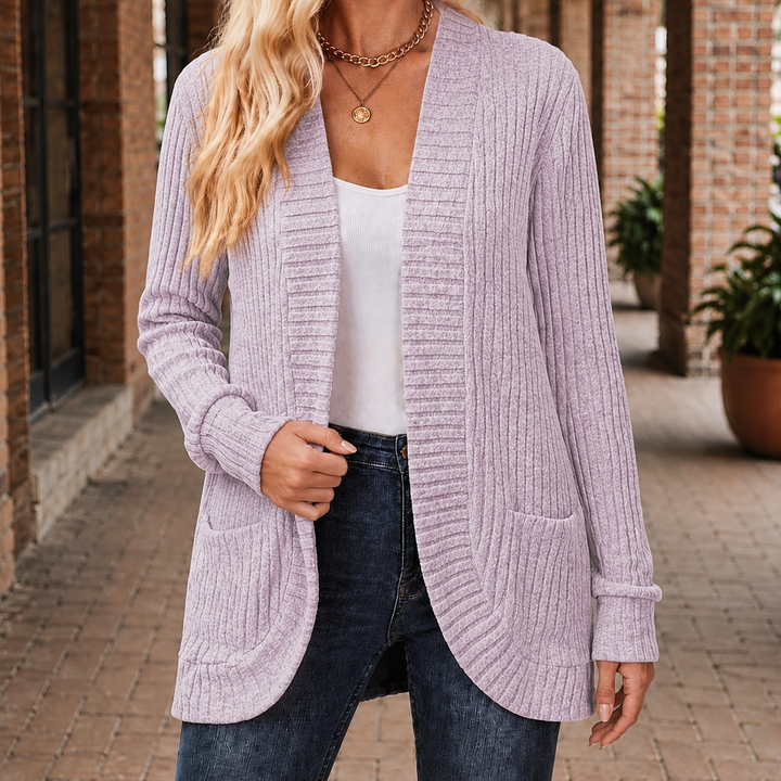 Women's Grace-Kate Ribbed Cardigan in Black | Invictora.com