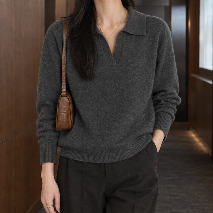 Women's Briony-Hope Polo Sweater in Beige | Invictora.com
