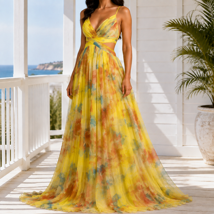 Women's Bianca-Kate Floral Maxi Dress in Green | Invictora.com