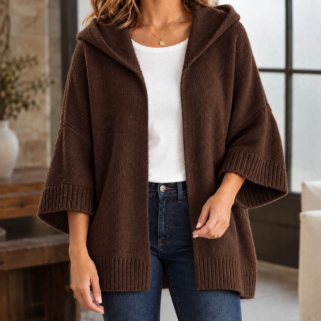 Women's Valerie-Jane Hooded Cardigan in Beige | Invictora.com