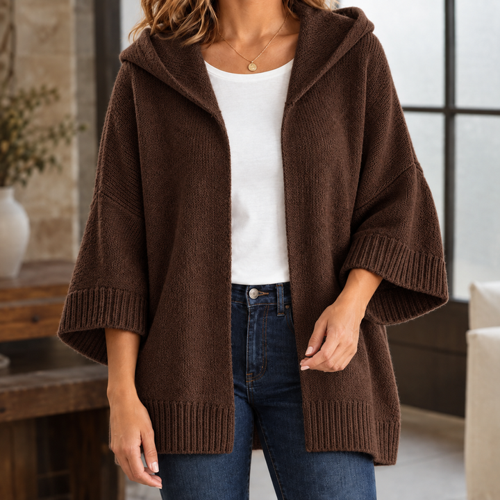 Women's Valerie-Jane Hooded Cardigan in Beige | Invictora.com