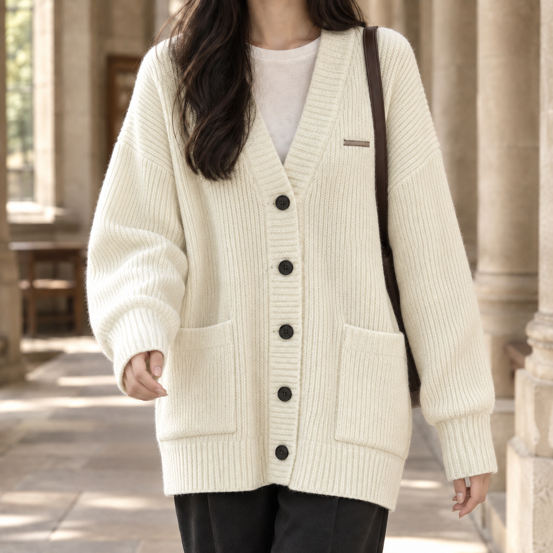Women's Junia-Belle Ribbed Cardigan in Gray | Invictora.com