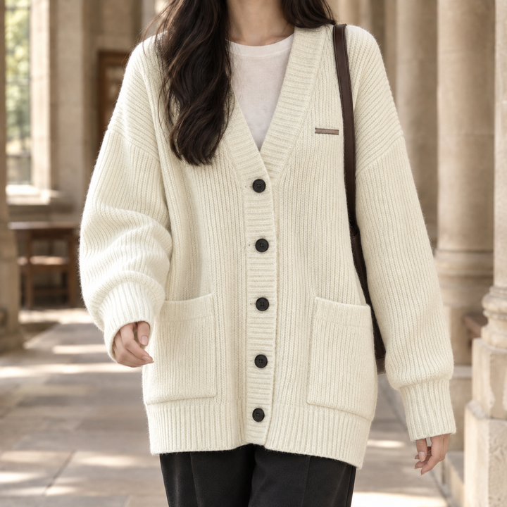 Women's Junia-Belle Ribbed Cardigan in Gray | Invictora.com