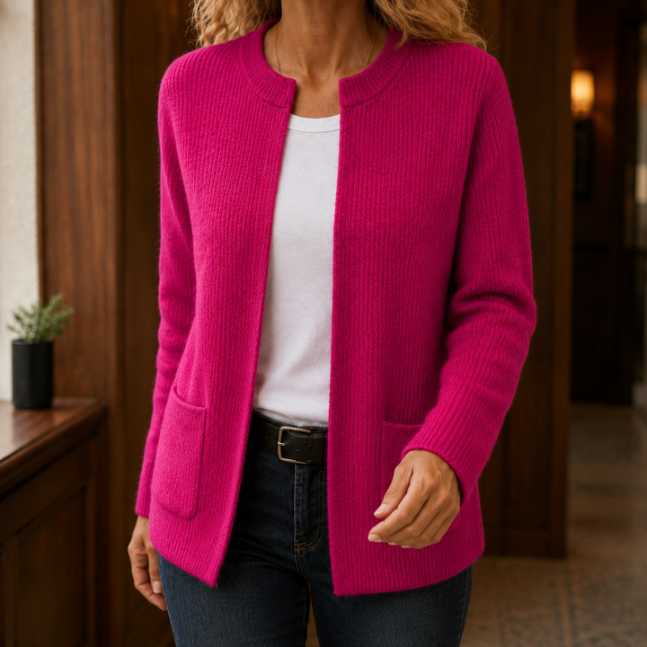 Women's Livia-Grace Ribbed Cardigan in Gray | Invictora.com