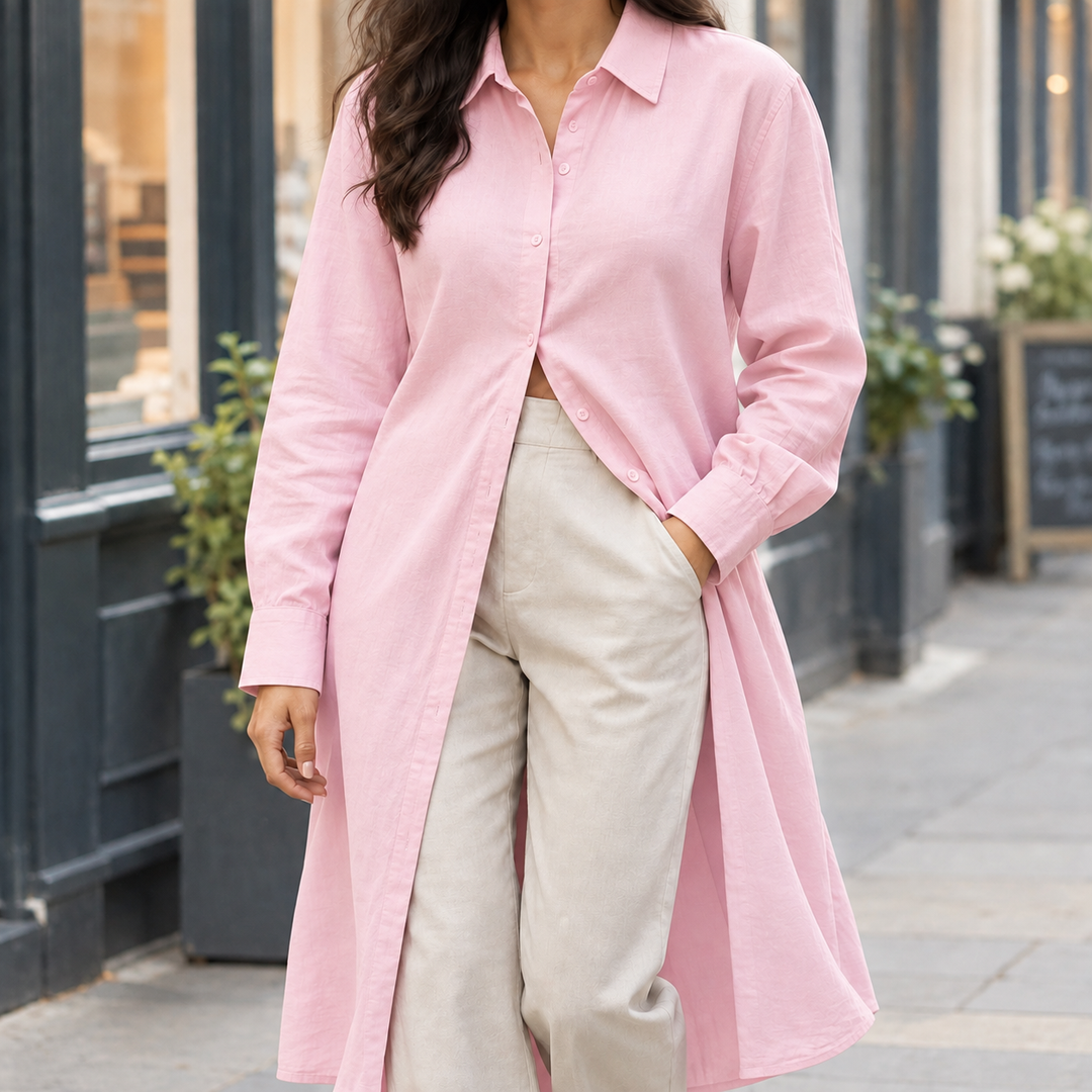 Women's Idalia-Rose Longline Shirt in Red | Invictora.com