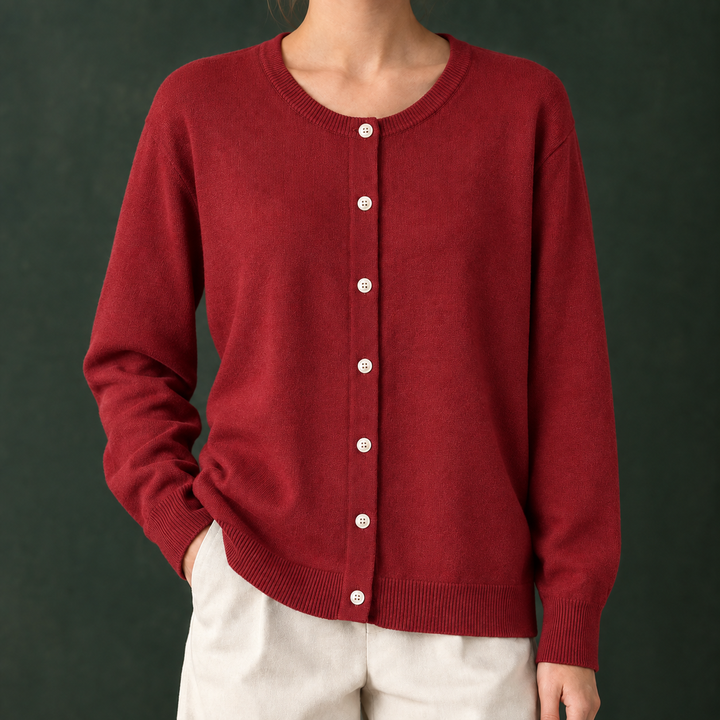Women's Danielle-Elise Round Neck Cardigan in Black | Invictora.com