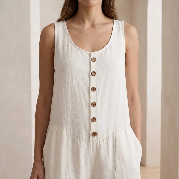 Women's Orla Button Detail Jumpsuit in White | Invictora.com