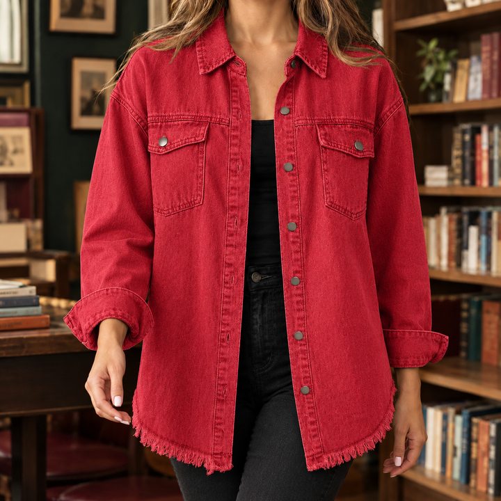 Women's Claudia Frayed Overshirt in Black | Invictora.com