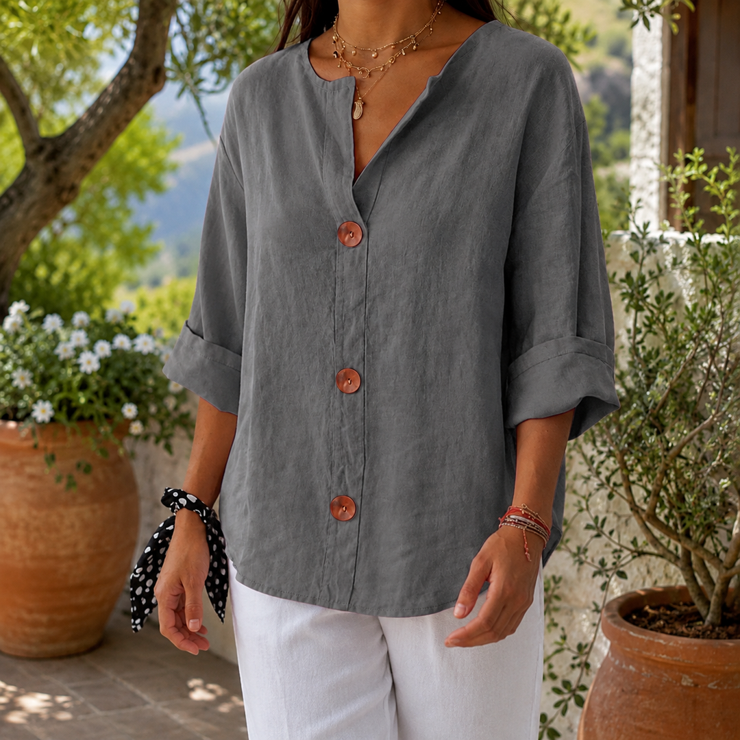 Women's Penelope-Sage Relaxed Blouse in Beige | Invictora.com