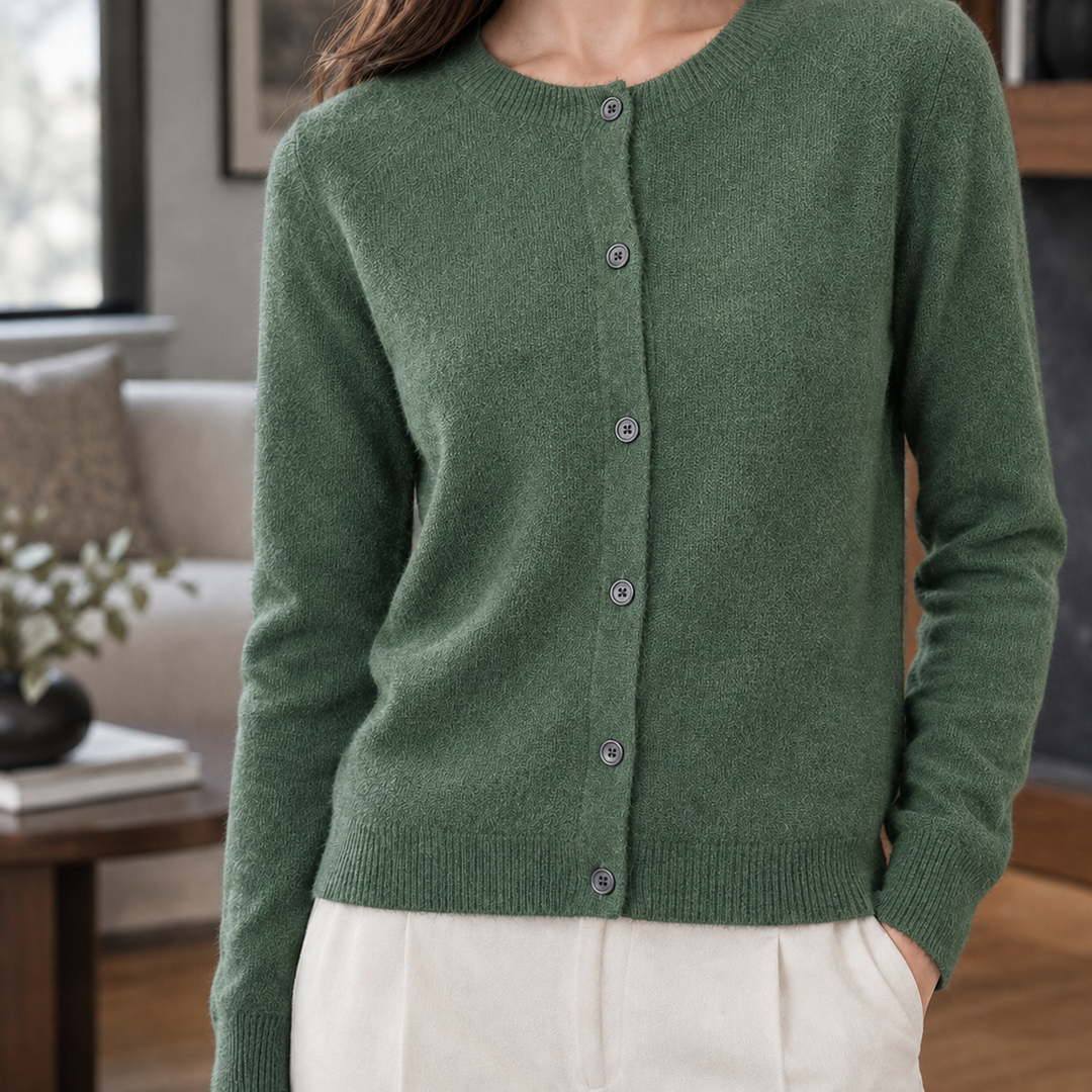 Women's Michelle Round Neck Cardigan in Black | Invictora.com