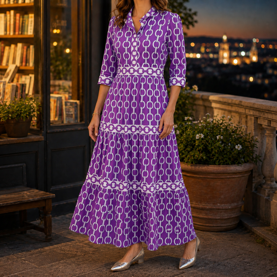 Women's Alba Tiered Maxi Dress in Blue | Invictora.com