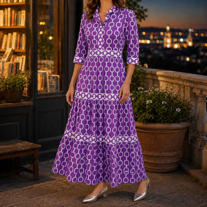 Women's Alba Tiered Maxi Dress in Blue | Invictora.com