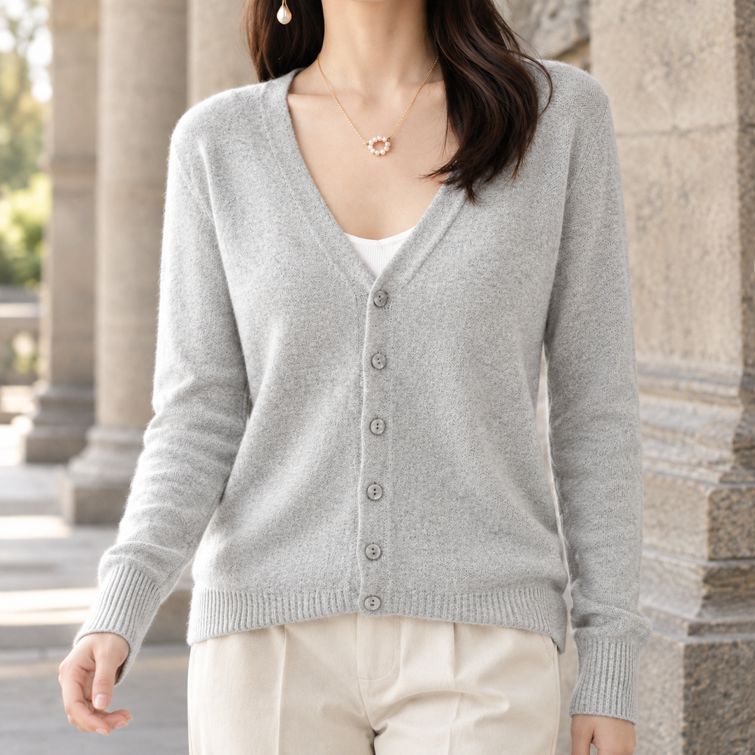 Women's Ghislaine V-Neck Cardigan in Mint Green | Invictora.com
