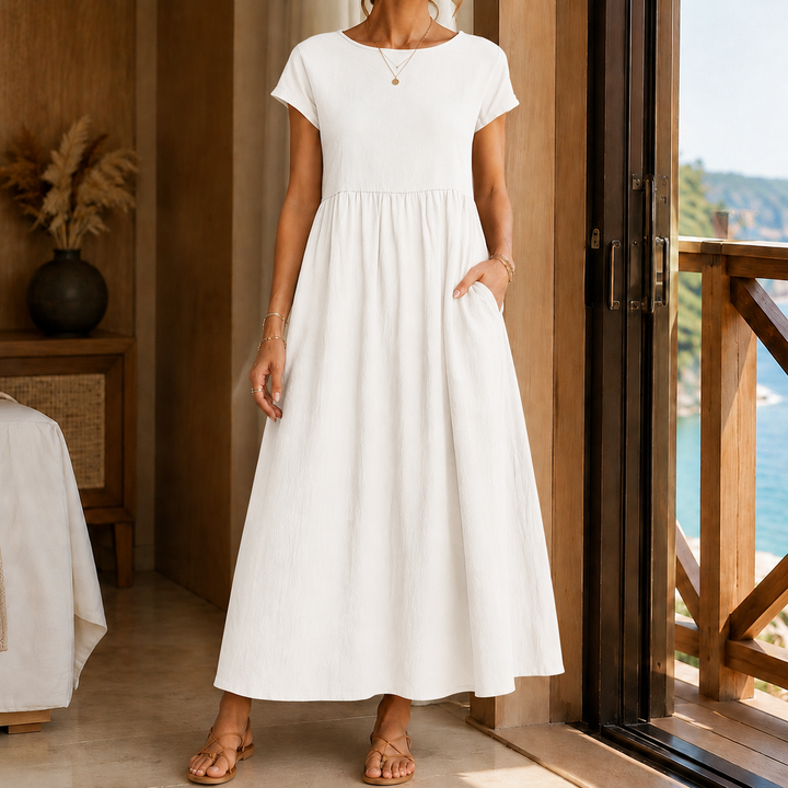 Women's Elena-Louise Gathered Midi Dress in Navy | Invictora.com