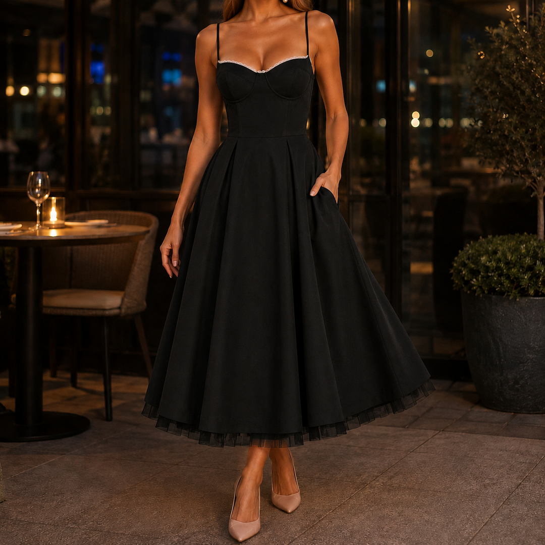 Women's Tamsin-Skye Corset Midi Dress in Pink | Invictora.com