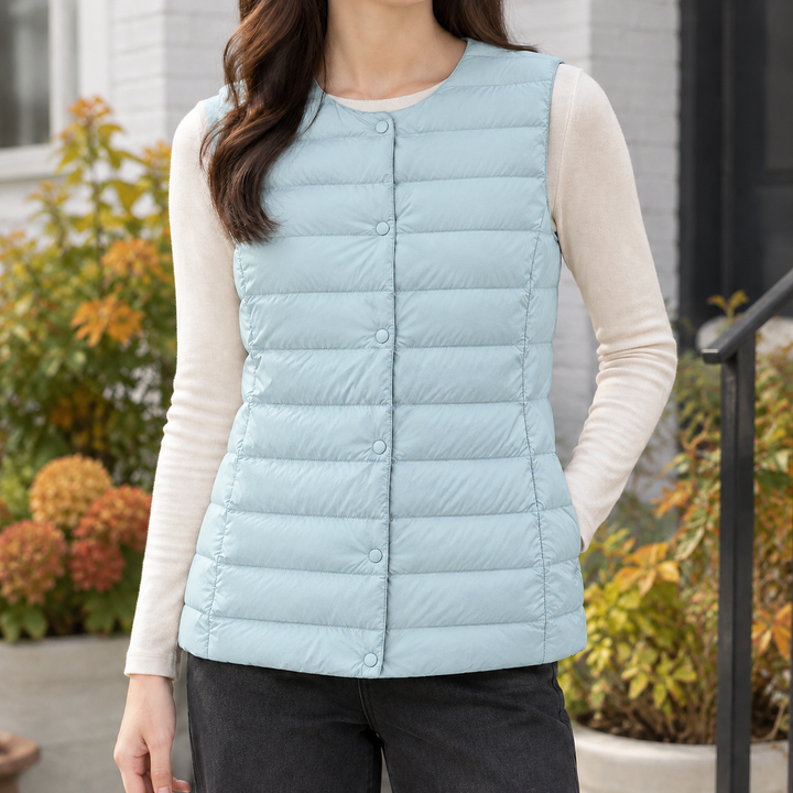 Women's Isabeau-Pearl Cashmere Vest in Beige | Invictora.com