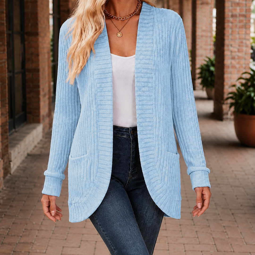 Women's Grace-Kate Ribbed Cardigan in Black | Invictora.com