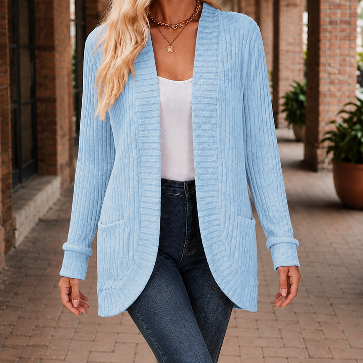 Women's Grace-Kate Ribbed Cardigan in Black | Invictora.com