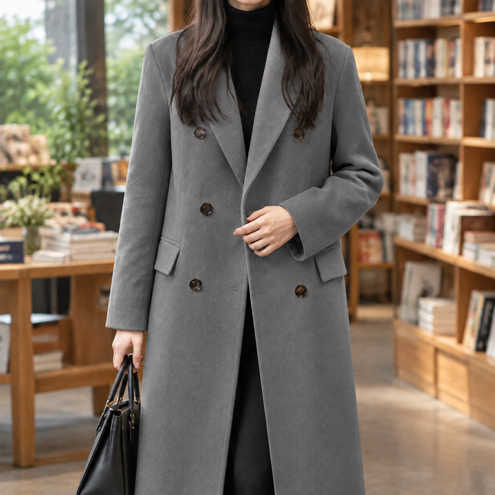Women's Guinevere-Lane Double Breasted Overcoat in Beige | Invictora.com