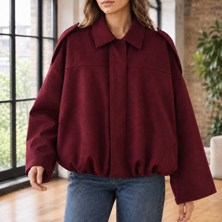 Women's Chantal-Pearl Suede Pilot Jacket in Black | Invictora.com