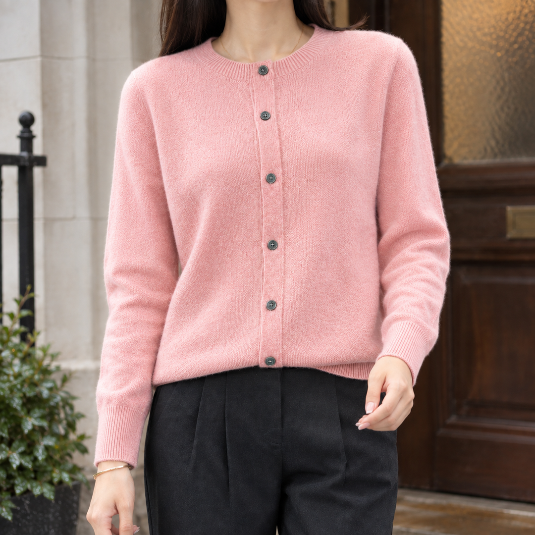 Women's Astrid-Kate Wool Cardigan in Taupe | Invictora.com