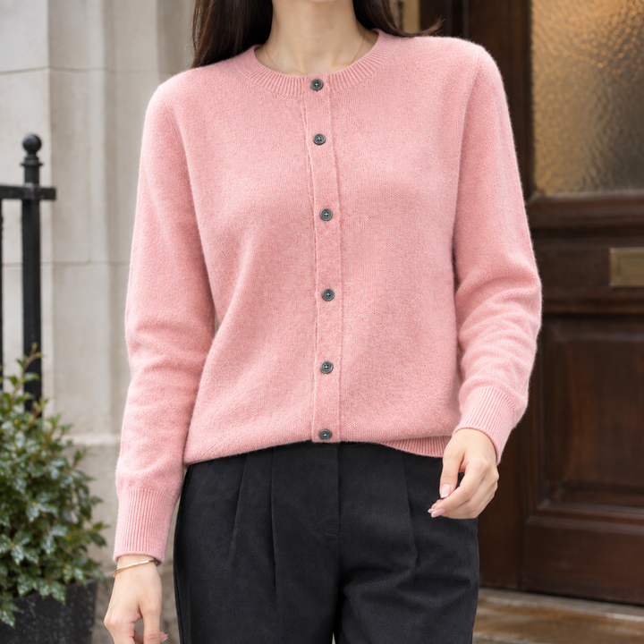 Women's Astrid-Kate Wool Cardigan in Taupe | Invictora.com