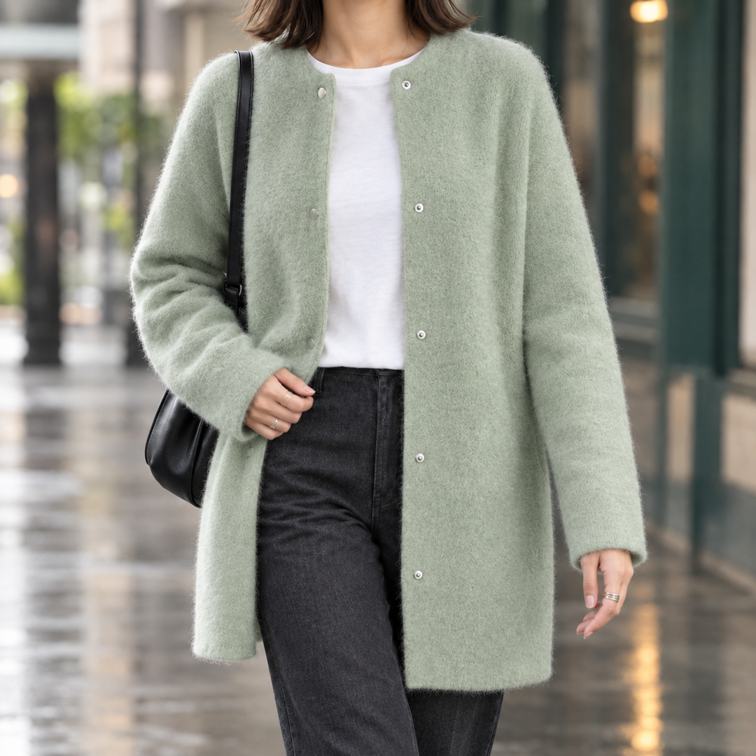 Women's Lillian Brushed Cardigan in Off White | Invictora.com
