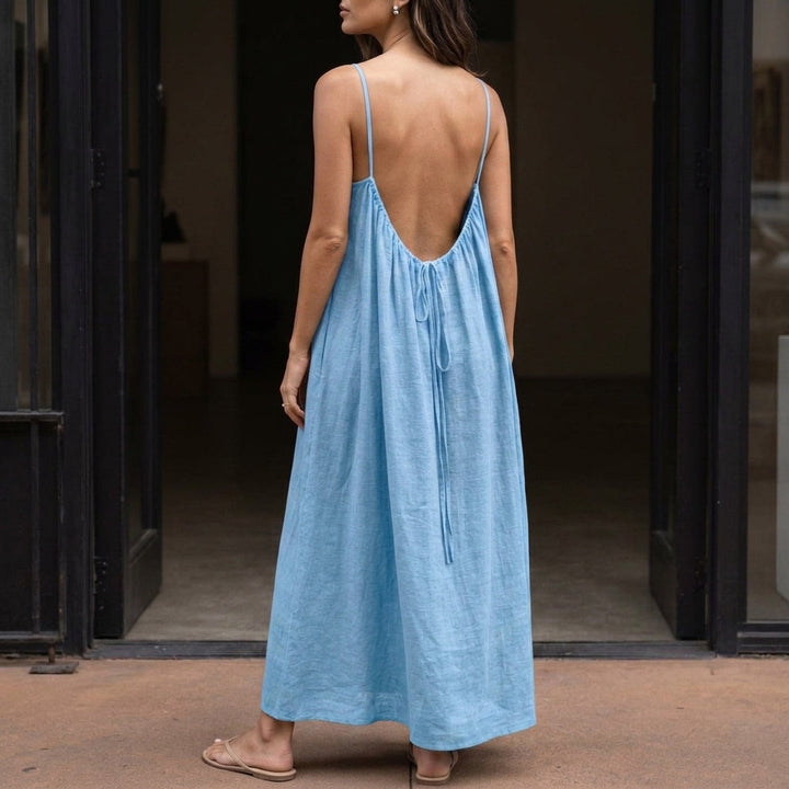 Women's Romy Backless Maxi Dress in Brown | Invictora.com