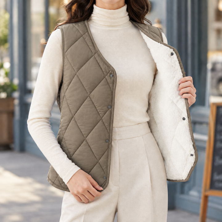 Women's Annabeth Quilted Vest in Sea Blue | Invictora.com