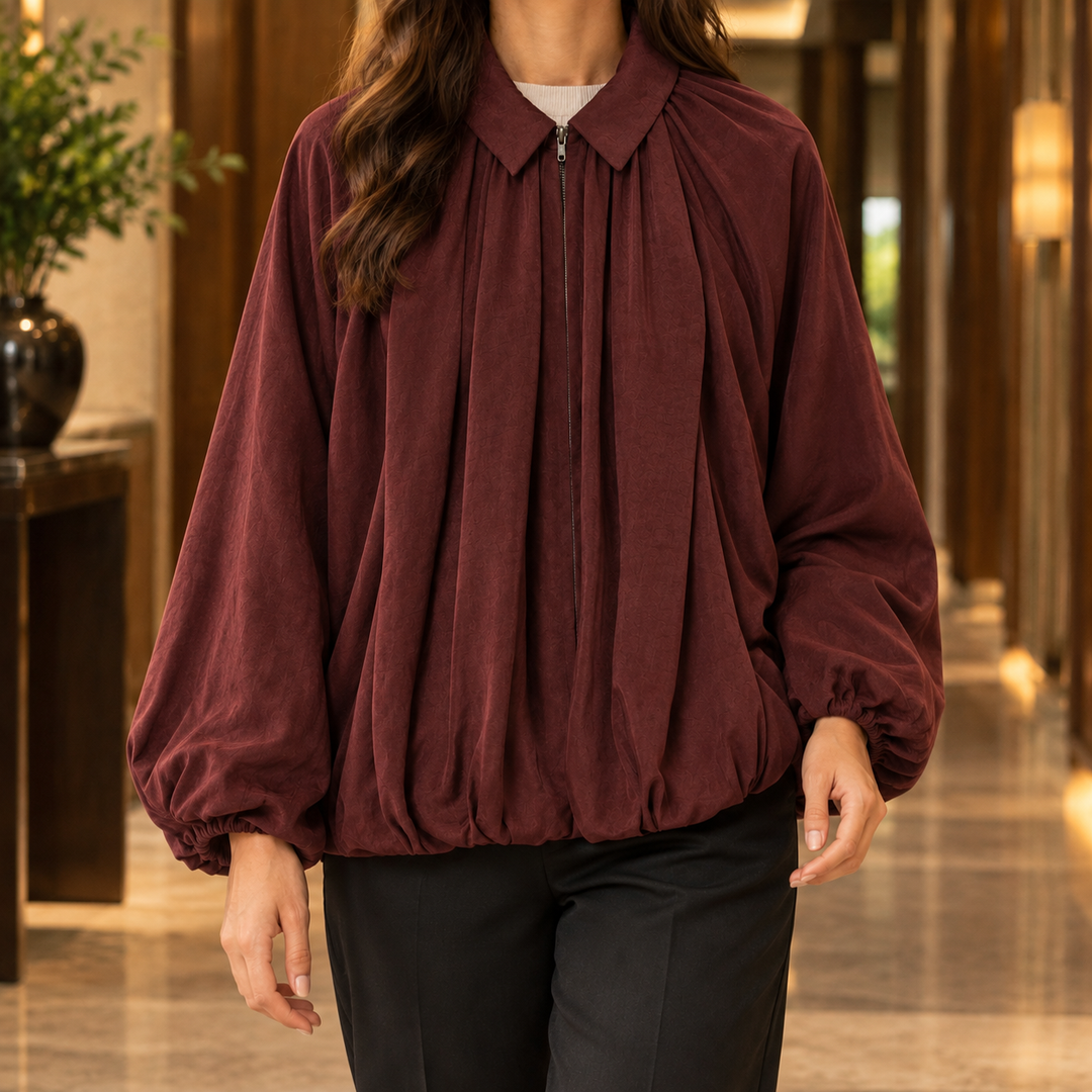 Women's Dorothea-Sage Balloon Jacket in Green | Invictora.com