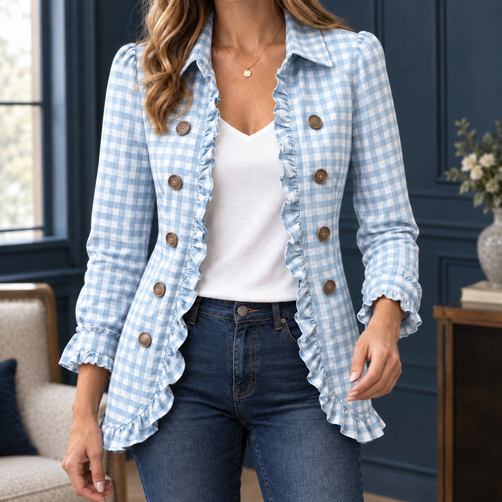 Women's Danielle-Lane Gingham Overshirt in Black Check | Invictora.com