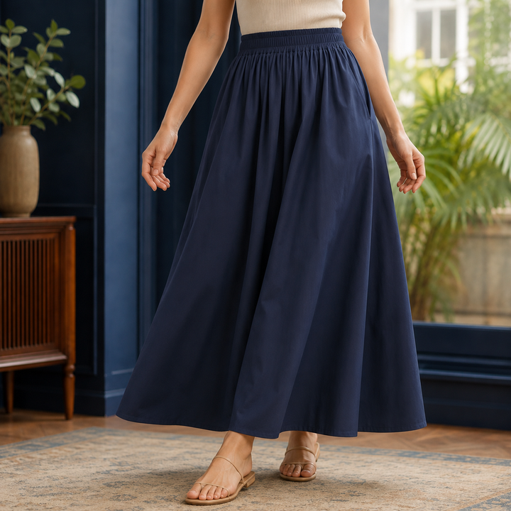 Women's Carlotta Gathered Maxi Skirt in White | Invictora.com