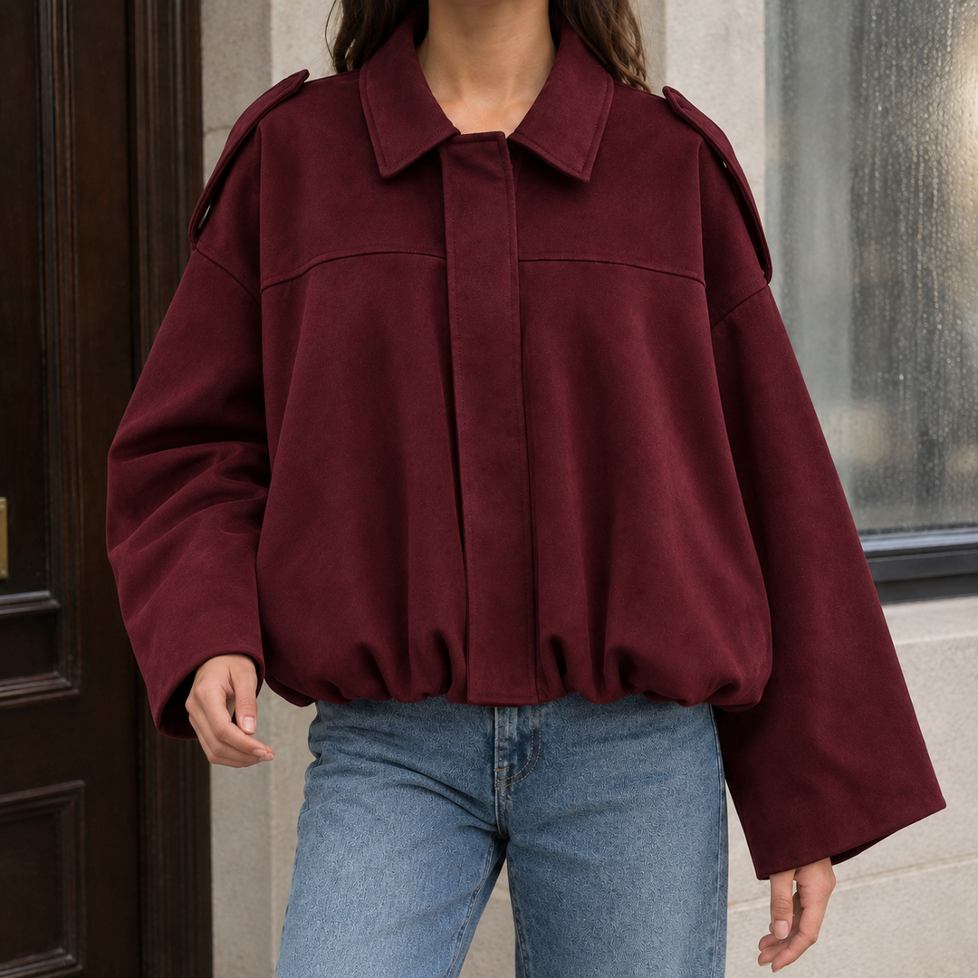 Women's Elise-June Suede Bomber Jacket in Black | Invictora.com