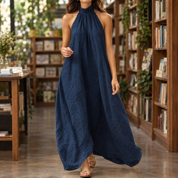 Women's Ascelin-Rae Halter Maxi Dress in Off White | Invictora.com