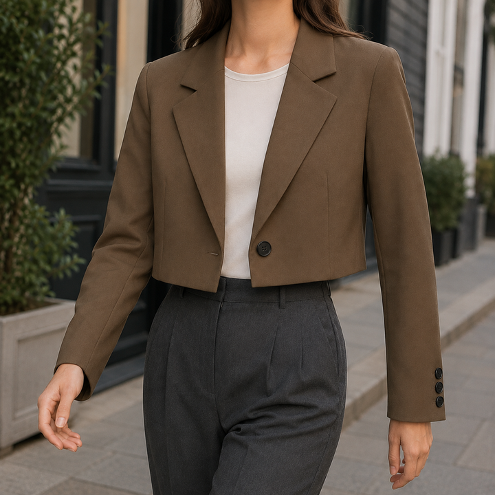 Women's Christabel Cropped Blazer in Black | Invictora.com