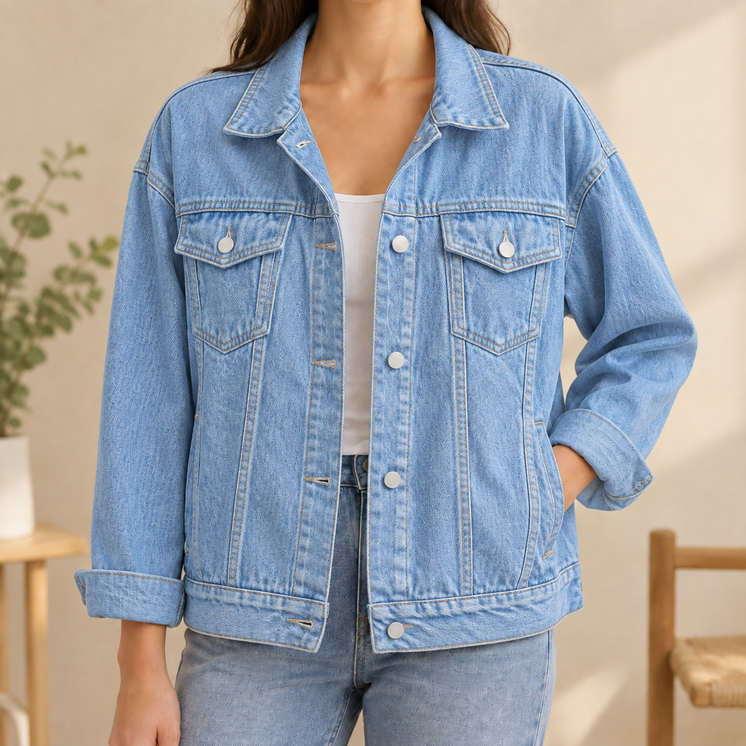 Women's Nicolette Denim Overshirt in White | Invictora.com
