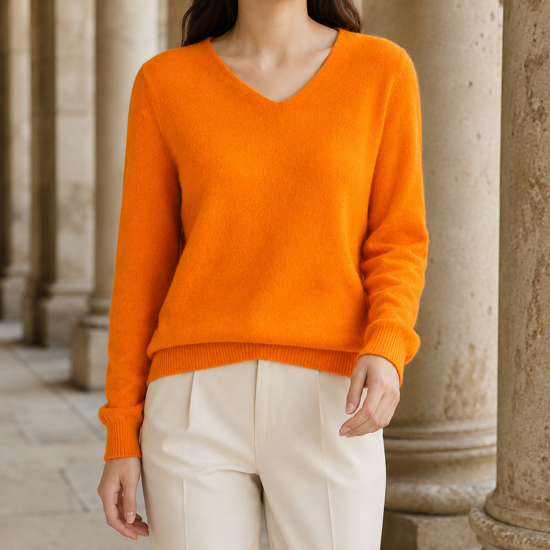 Women's Ameline V Neck Sweater in Black | Invictora.com