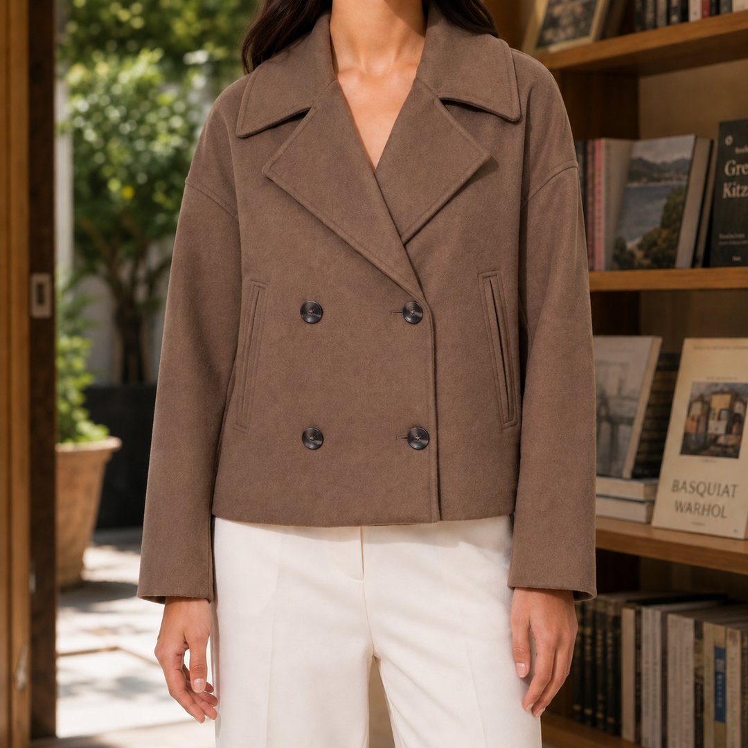Women's Valeria-Jane Cropped Blazer in Beige | Invictora.com