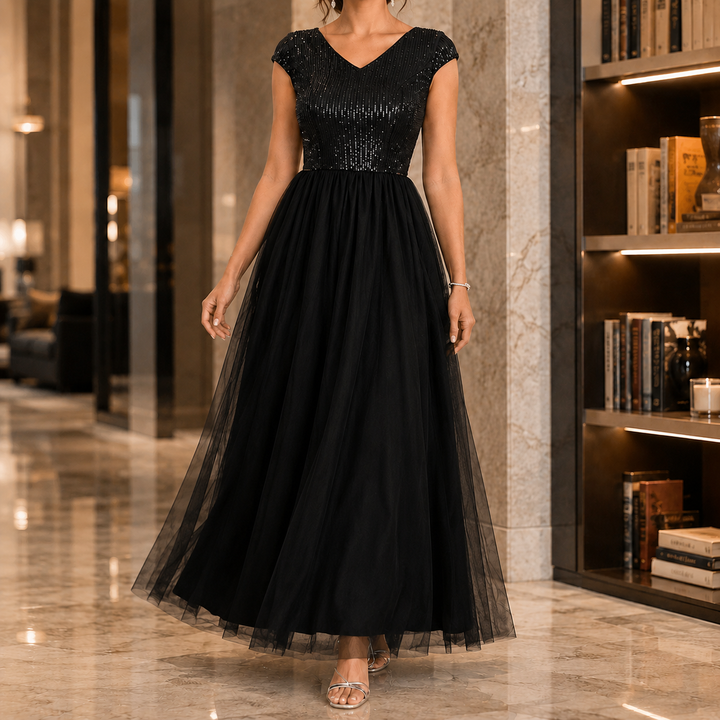 Women's Francesca-Faye Sequin Maxi Dress in Dark Blue | Invictora.com