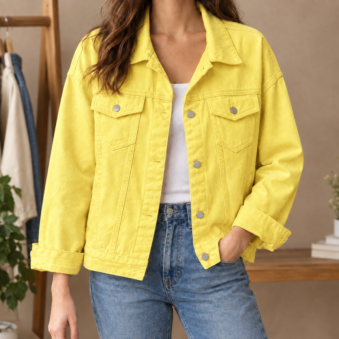 Women's Caitlin-Grace Denim Jacket in White | Invictora.com