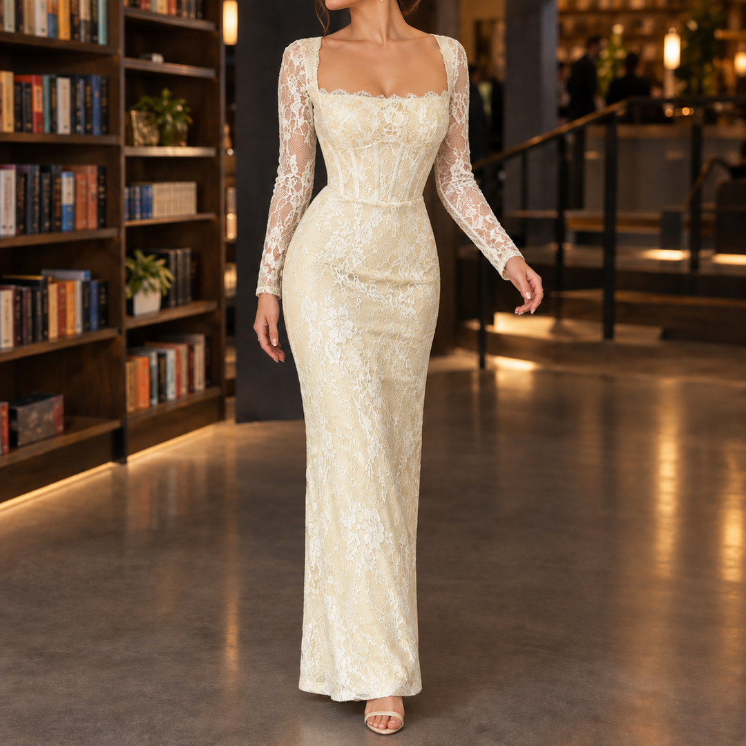 Women's Zoe-Faye Lace Maxi Dress in Black | Invictora.com