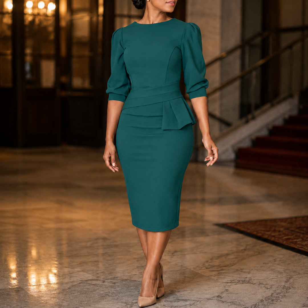 Women's Liora-Claire Peplum Dress in Navy Blue | Invictora.com