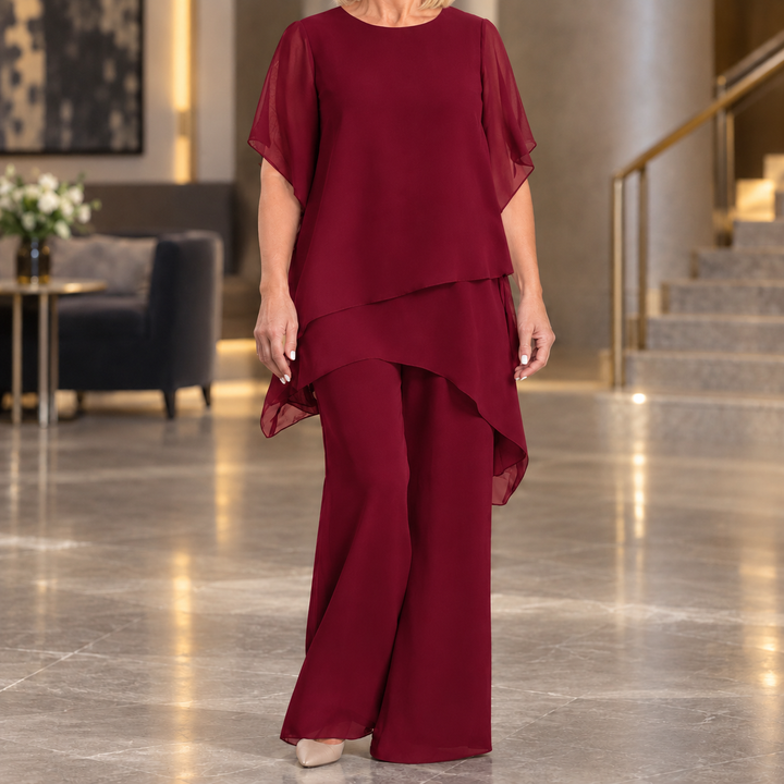Women's Tamsin-Faye Layered Pants Set in Navy Blue | Invictora.com