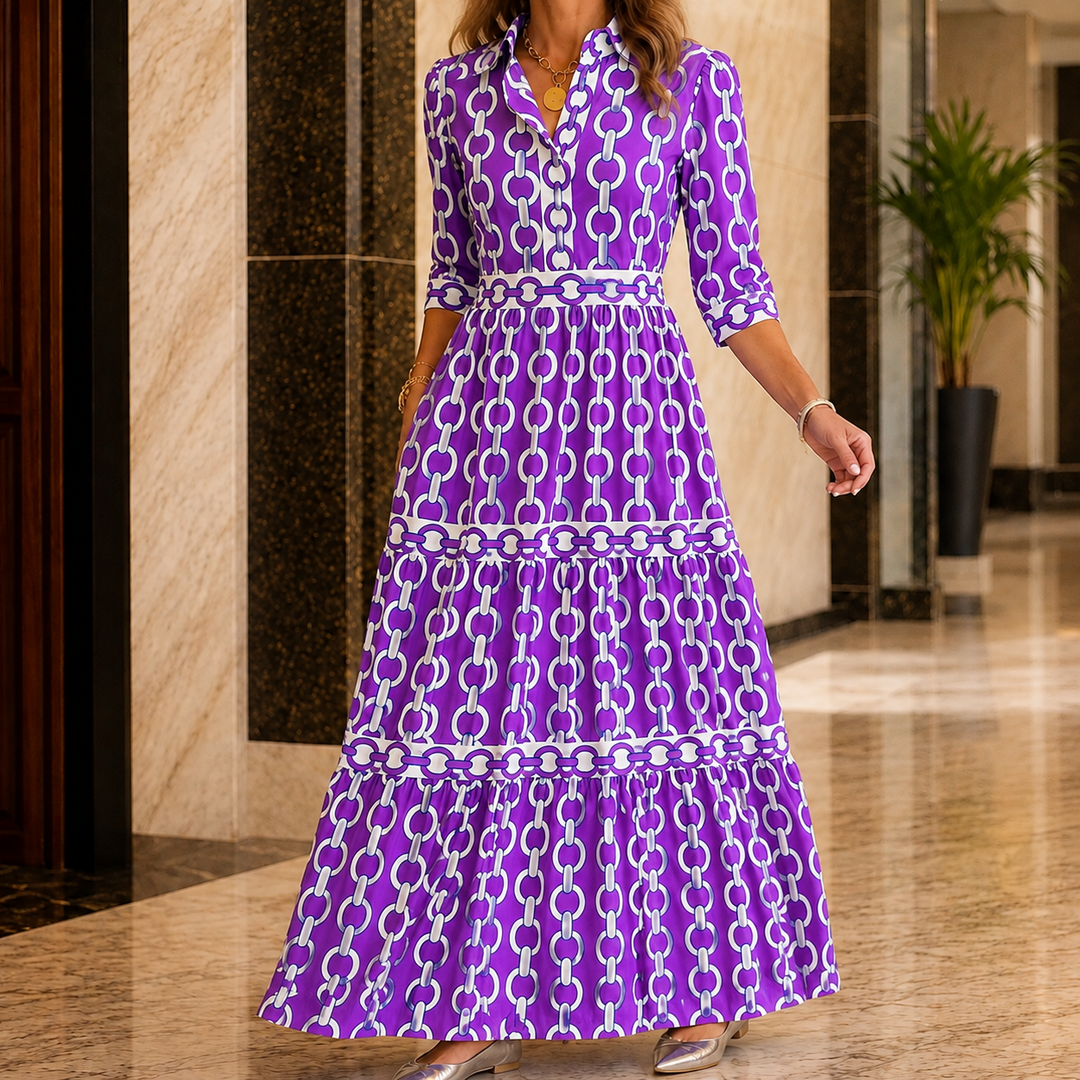Women's Bianca Tiered Maxi Dress in Blue | Invictora.com