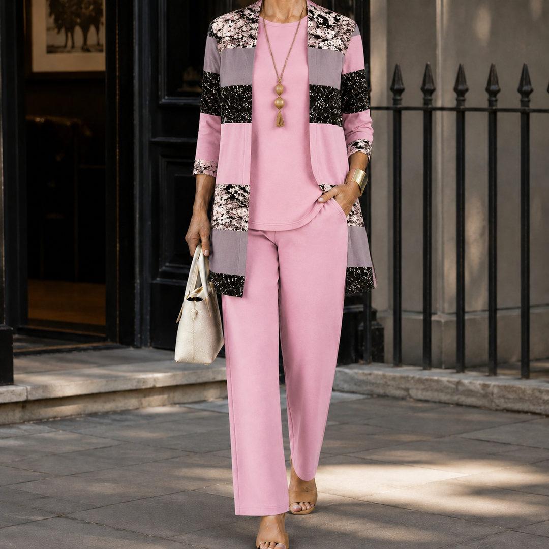 Women's Ingrid-Belle Printed Pants Set in Green | Invictora.com