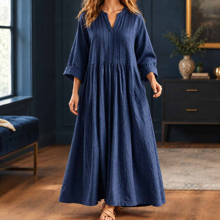 Women's Violetta-Jade Pintuck Maxi Dress in Red | Invictora.com